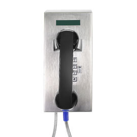 Teléfonos montados en la pared del servicio de banco con el microteléfono acorazado del cordón y del material del ABS