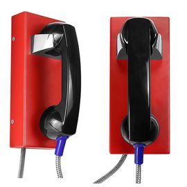 Teléfono análogo rojo confiable de la pared del dial auto con el microteléfono a prueba de vandalismo negro